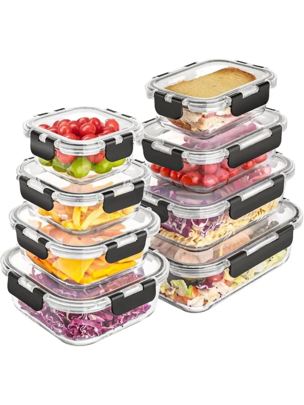 8 Pack Airtight Glass Meal Prep Containers with Lids, Leak Proof Bento Boxes